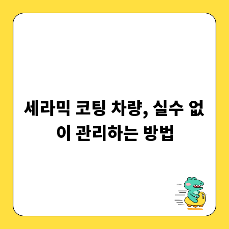 세라믹 코팅 차량, 실수 없이 관리하는 방법