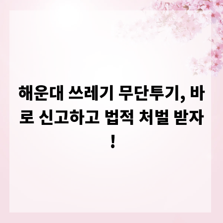 해운대 쓰레기 무단투기, 바로 신고하고 법적 처벌 받자!