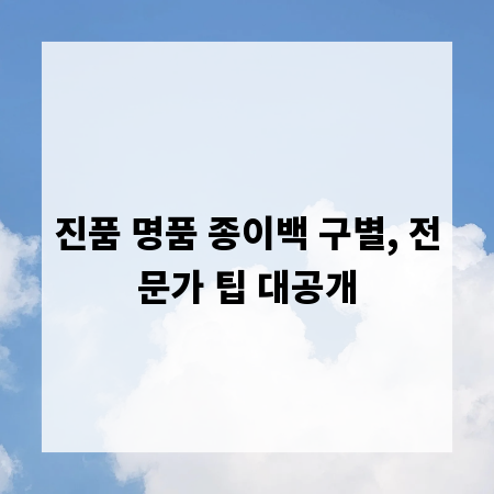 진품 명품 종이백 구별, 전문가 팁 대공개