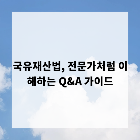 국유재산법, 전문가처럼 이해하는 Q&A 가이드