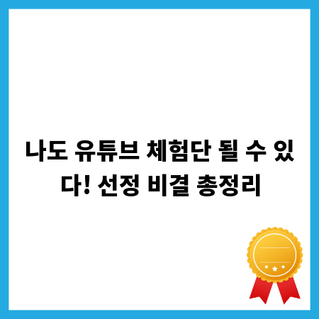 나도 유튜브 체험단 될 수 있다! 선정 비결 총정리
