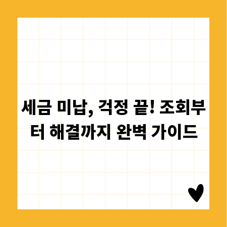 세금 미납, 걱정 끝! 조회부터 해결까지 완벽 가이드