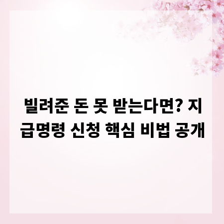 빌려준 돈 못 받는다면? 지급명령 신청 핵심 비법 공개