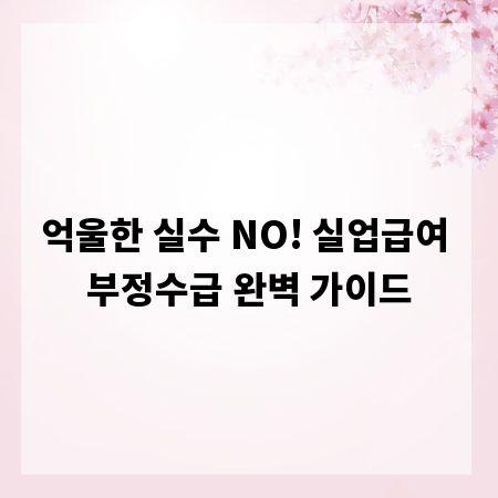 억울한 실수 NO! 실업급여 부정수급 완벽 가이드