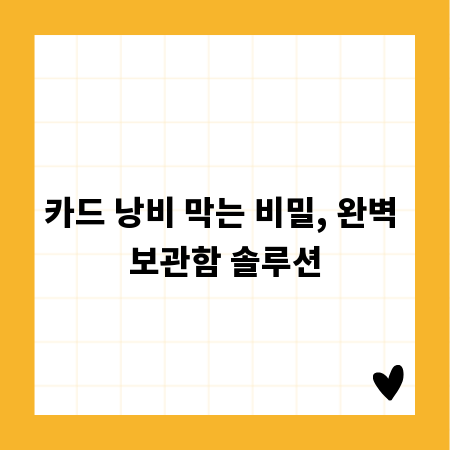 카드 낭비 막는 비밀, 완벽 보관함 솔루션