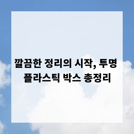 깔끔한 정리의 시작, 투명 플라스틱 박스 총정리