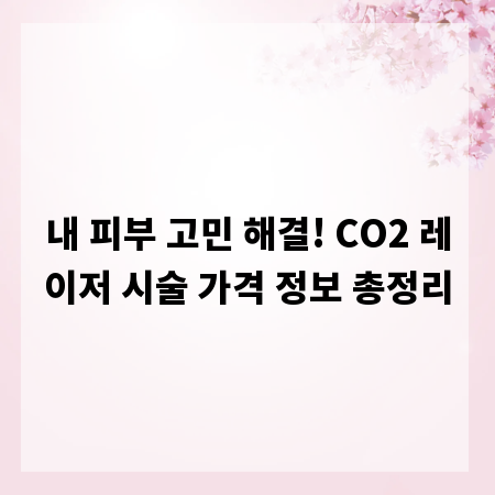 내 피부 고민 해결! CO2 레이저 시술 가격 정보 총정리