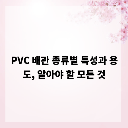 PVC 배관 종류별 특성과 용도, 알아야 할 모든 것