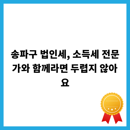 송파구 법인세, 소득세 전문가와 함께라면 두렵지 않아요
