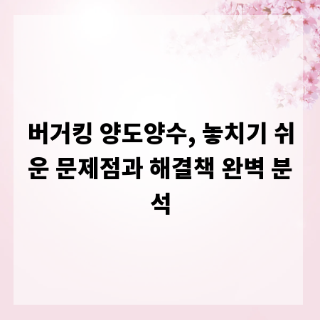 버거킹 양도양수, 놓치기 쉬운 문제점과 해결책 완벽 분석