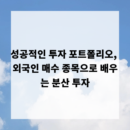 성공적인 투자 포트폴리오, 외국인 매수 종목으로 배우는 분산 투자