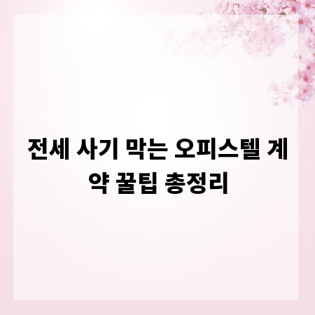 전세 사기 막는 오피스텔 계약 꿀팁 총정리