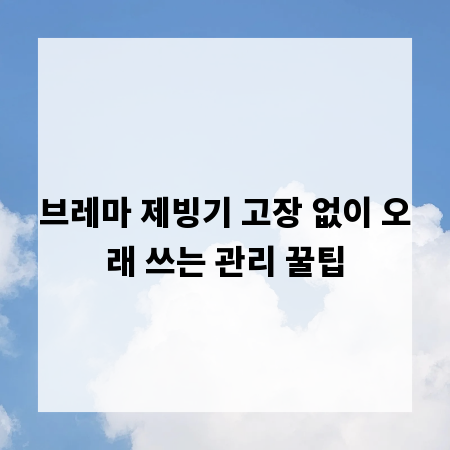 브레마 제빙기 고장 없이 오래 쓰는 관리 꿀팁
