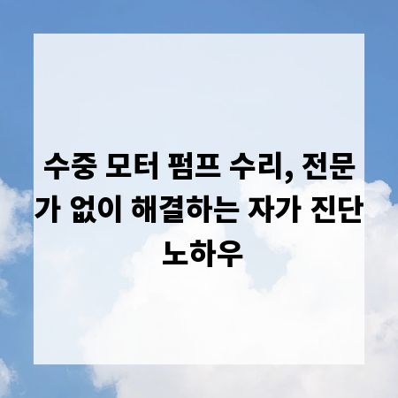 수중 모터 펌프 수리, 전문가 없이 해결하는 자가 진단 노하우