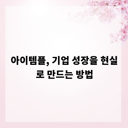 아이템플, 기업 성장을 현실로 만드는 방법