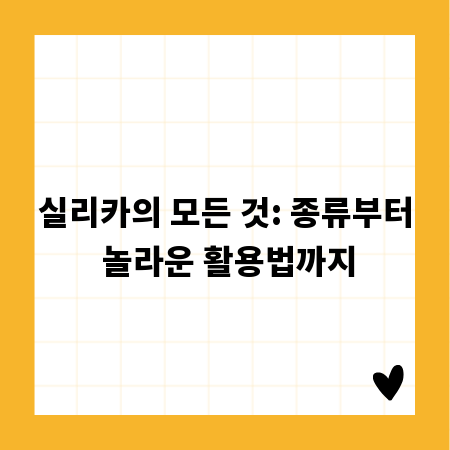 실리카의 모든 것: 종류부터 놀라운 활용법까지