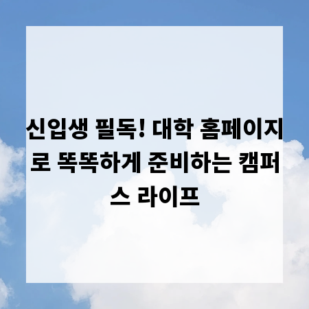 신입생 필독! 대학 홈페이지로 똑똑하게 준비하는 캠퍼스 라이프