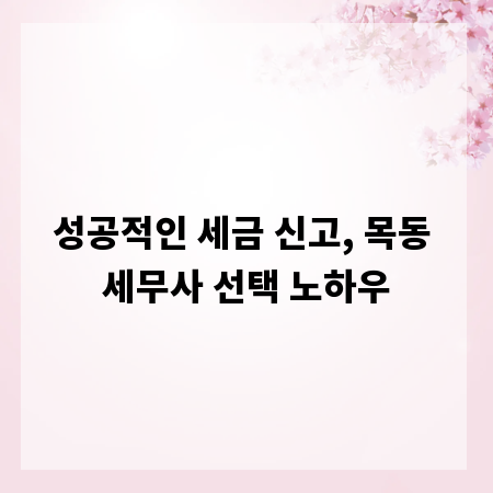 성공적인 세금 신고, 목동 세무사 선택 노하우