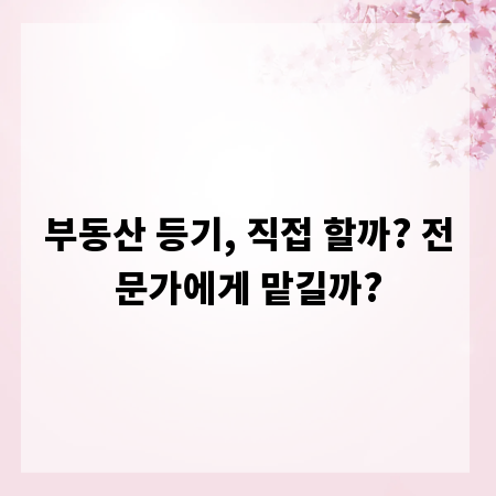 부동산 등기, 직접 할까? 전문가에게 맡길까?