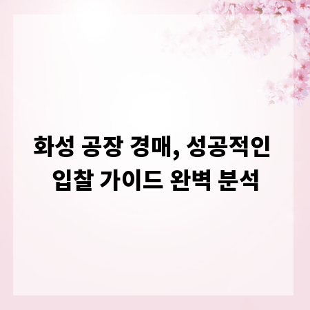 화성 공장 경매, 성공적인 입찰 가이드 완벽 분석