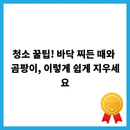 청소 꿀팁! 바닥 찌든 때와 곰팡이, 이렇게 쉽게 지우세요