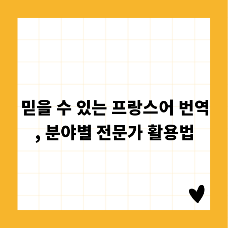 믿을 수 있는 프랑스어 번역, 분야별 전문가 활용법