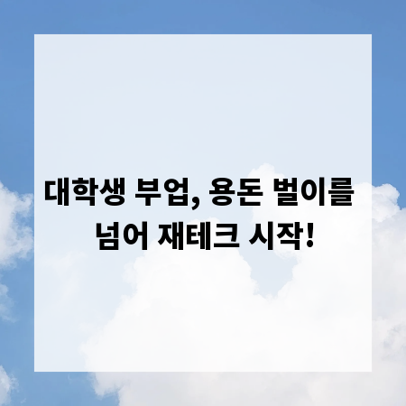 대학생 부업, 용돈 벌이를 넘어 재테크 시작!