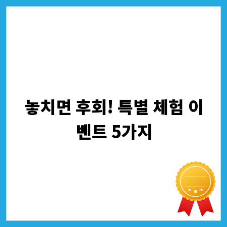 놓치면 후회! 특별 체험 이벤트 5가지
