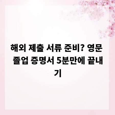 해외 제출 서류 준비? 영문 졸업 증명서 5분만에 끝내기
