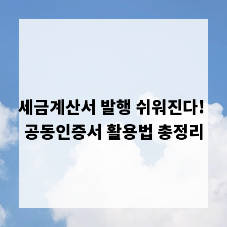 세금계산서 발행 쉬워진다! 공동인증서 활용법 총정리