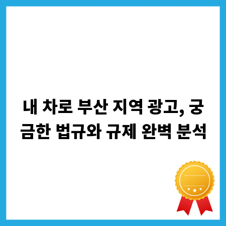 내 차로 부산 지역 광고, 궁금한 법규와 규제 완벽 분석
