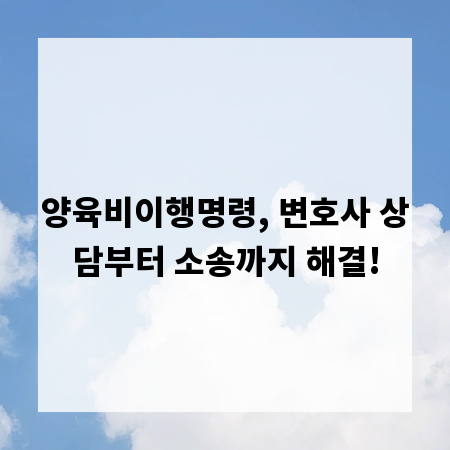 양육비이행명령, 변호사 상담부터 소송까지 해결!