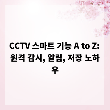 CCTV 스마트 기능 A to Z: 원격 감시, 알림, 저장 노하우