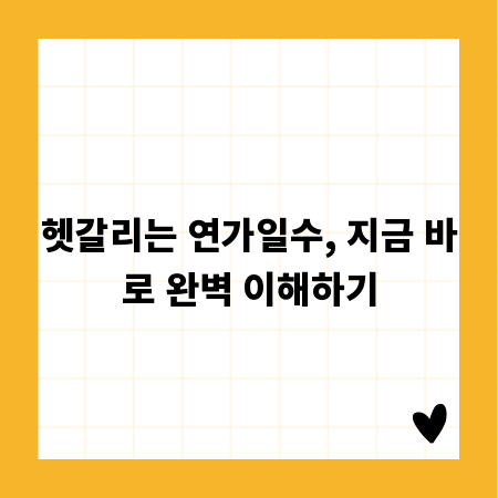 헷갈리는 연가일수, 지금 바로 완벽 이해하기