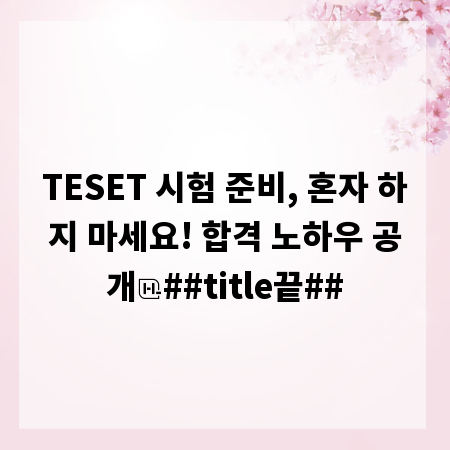 TESET 시험 준비, 혼자 하지 마세요! 합격 노하우 공개
##title끝##