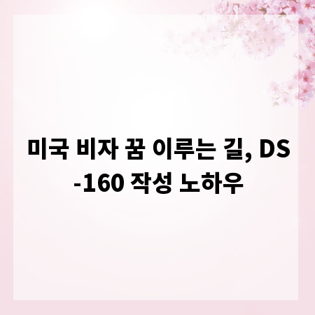 미국 비자 꿈 이루는 길, DS-160 작성 노하우
