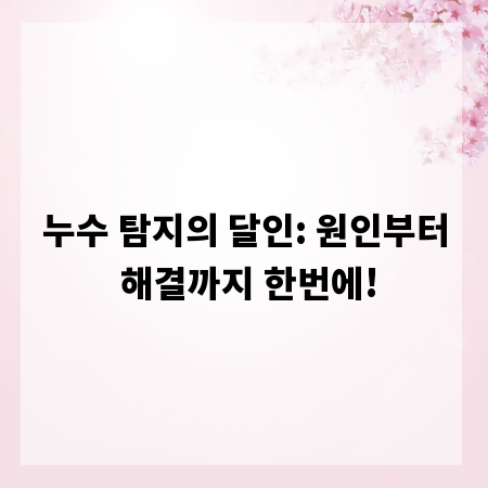 누수 탐지의 달인: 원인부터 해결까지 한번에!