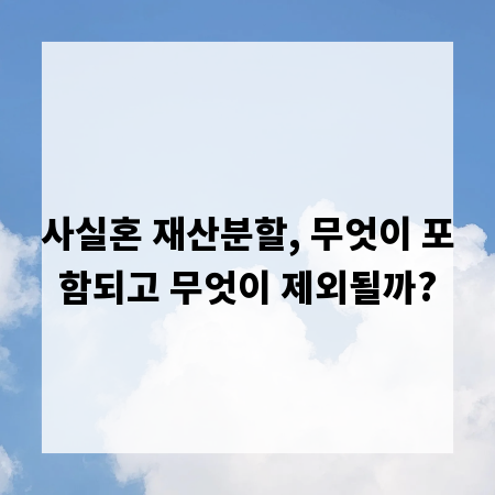 사실혼 재산분할, 무엇이 포함되고 무엇이 제외될까?
