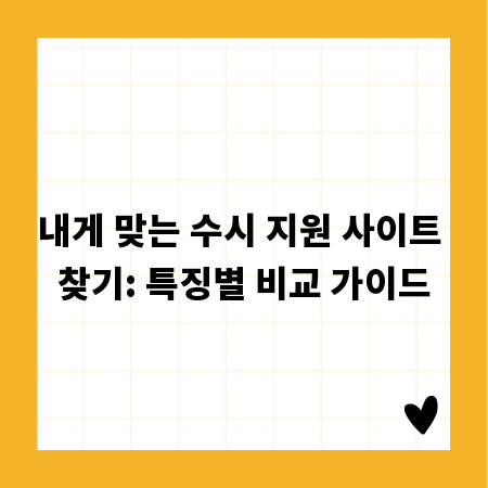 내게 맞는 수시 지원 사이트 찾기: 특징별 비교 가이드