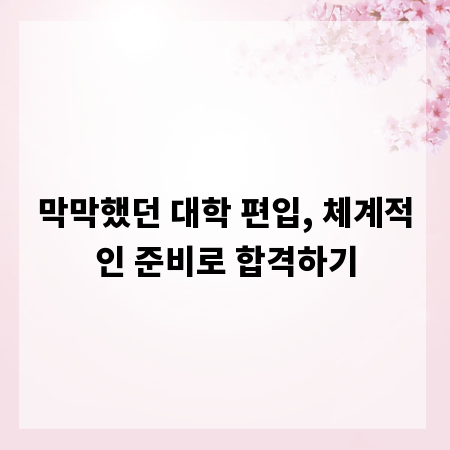 막막했던 대학 편입, 체계적인 준비로 합격하기
