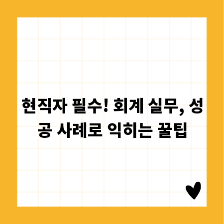 현직자 필수! 회계 실무, 성공 사례로 익히는 꿀팁
