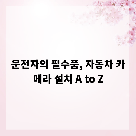 운전자의 필수품, 자동차 카메라 설치 A to Z