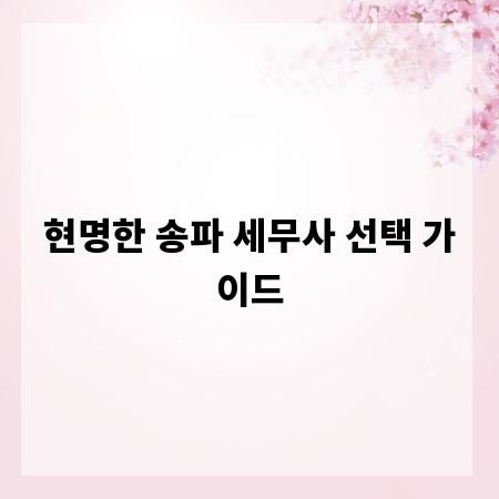현명한 송파 세무사 선택 가이드