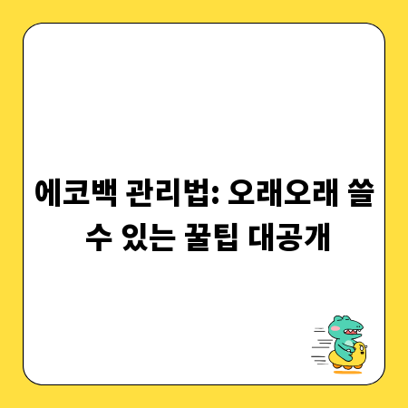 에코백 관리법: 오래오래 쓸 수 있는 꿀팁 대공개