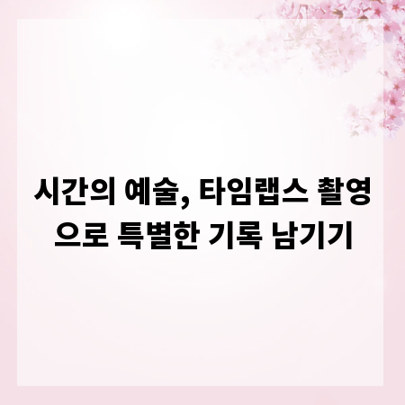 시간의 예술, 타임랩스 촬영으로 특별한 기록 남기기