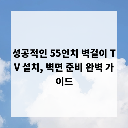 성공적인 55인치 벽걸이 TV 설치, 벽면 준비 완벽 가이드