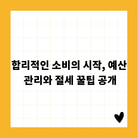 합리적인 소비의 시작, 예산 관리와 절세 꿀팁 공개