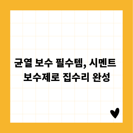 균열 보수 필수템, 시멘트 보수제로 집수리 완성