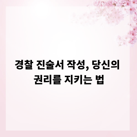 경찰 진술서 작성, 당신의 권리를 지키는 법