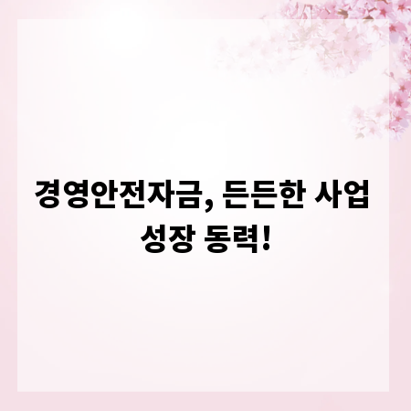 경영안전자금, 든든한 사업 성장 동력!